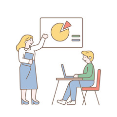 Simple Line art business people vector