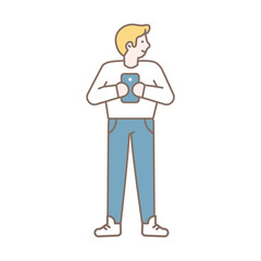 man with phone line vector