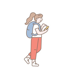 girl with phone line vector