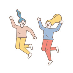 happy girls friends line vector
