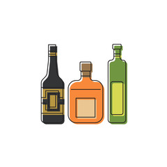 Alcohol beverage bottles vector icon symbol isolated on white background