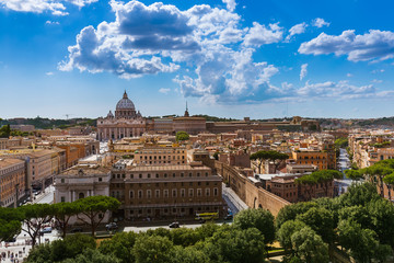 Fototapeta na wymiar View from Castle de Sant Angelo to Vatican in Rome Italy