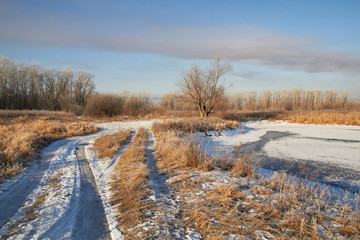 In winter, the trees are covered with fresh snow,