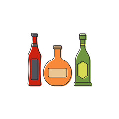 Alcohol beverage bottles vector icon symbol isolated on white background