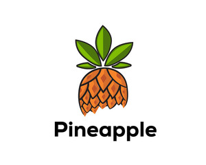 Modern pineapple draw art logo design inspiration