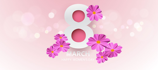 8 March. Happy Mother's Day. with flower holiday background - Vector