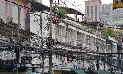 Chaotic Electricity lines in Bangkok, Thailand