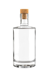 White Clear Bottle for Gin, Liquor, Tincture, Absinthe, Vodka or other Drinks Isolated on White Background. Realistic 3D Render.
