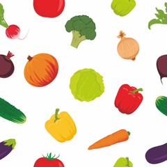 Vector illustration seamless pattern  background of vegetables