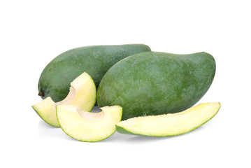 green mango isolated on white background