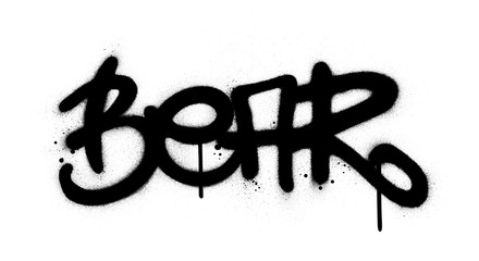 graffiti bear word sprayed in black over white