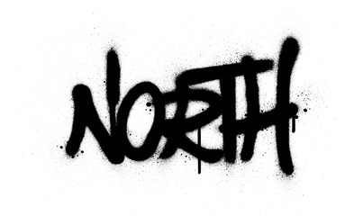 graffiti north word sprayed in black over white