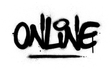 graffiti online word sprayed in black over white