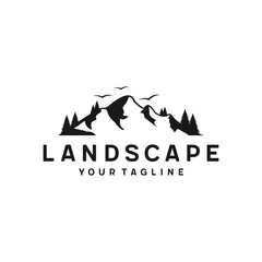 Mountain, landscape, outdoor, adventure retro logo design