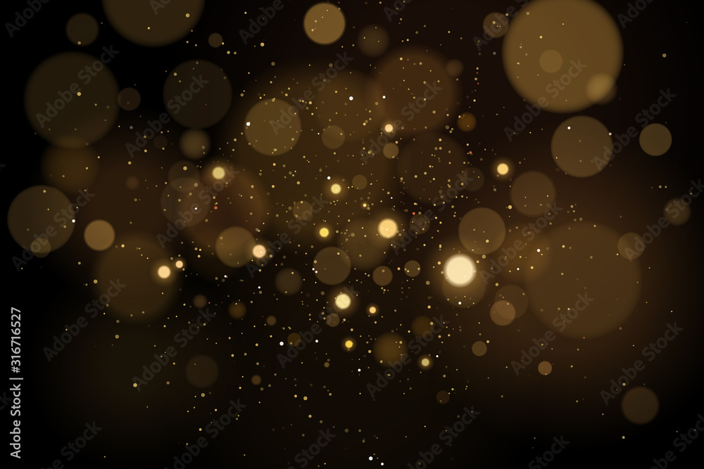 Canvas Prints Abstract glares bokeh effect with glitters on a black background. Christmas lights. Vector illustration