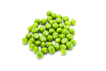 Fresh green peas isolated on a white background