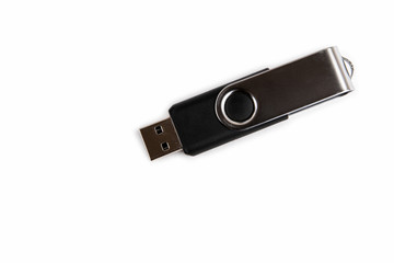 USB memory stick on white background with copy space