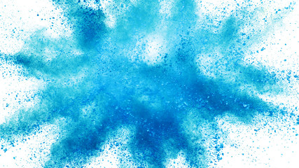 Explosion of colored powder isolated on white