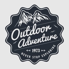Outdoor Adventure - badge design. Vintage style vector illustration.