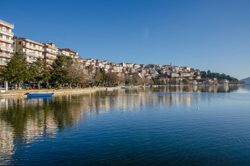 Fototapeta na wymiar Kastoria city (Kostur), Greece - Lake Orestiada