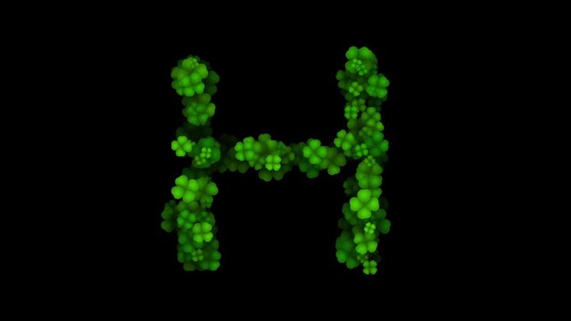 Clover letter H uppercase reveal on black background