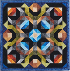 Fototapeta premium Quilt with geometric pattern consisting of triangles and squares