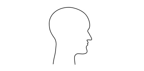Head profile. The head of a man. Thoughts and brain work. Robot on a mission. Head contour.