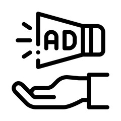 Loudspeaker Hand Icon Vector. Outline Loudspeaker Hand Sign. Isolated Contour Symbol Illustration