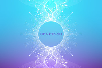 Expansion of life. Colorful explosion background with connected line and dots, wave flow. Visualization Quantum technology. Abstract graphic background explosion, motion burst, vector illustration