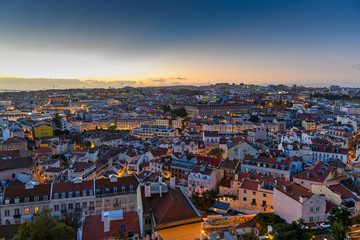 View to Lisbon, Portugal at sunset