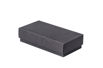 Black carton gift box with cover, isolated