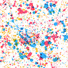 Paint spatters seamless pattern. Multicolor paint spray texture