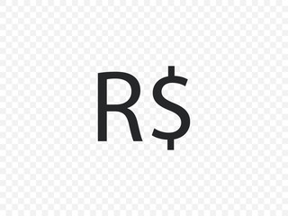 Brazilian real icon. Vector illustration, flat design