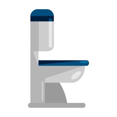 Toilet bowl flat icon isolated on white background. Vector