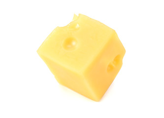 piece of cheese isolated on white background. macro