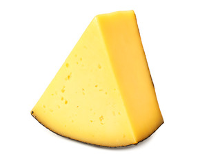 piece of cheese isolated on white background. macro