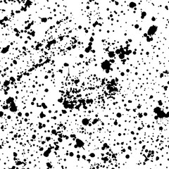 Ink splashes seamless pattern. Black and white spray texture