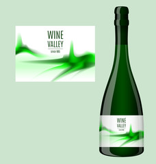 Label design for a bottle of wine with an abstract landscape. Vector illustration. - 316725363