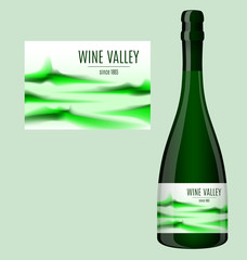 Label design for a bottle of wine with an abstract landscape. Vector illustration. - 316725364