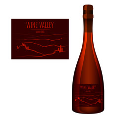 Label design for a bottle of wine with an abstract landscape. Vector illustration. - 316725394