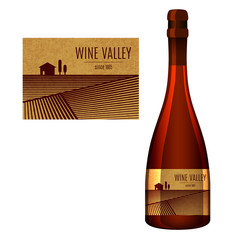 Label design for a bottle of wine with an abstract landscape. Vector illustration.