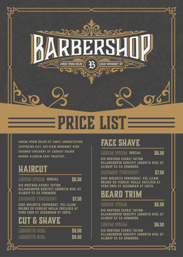 Barbershop Price List Flyer. Vector Layered