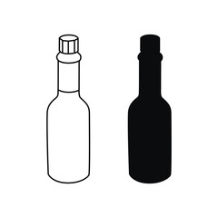 Contour and silhouette of sauce bottle with transparency