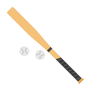 Baseball bat ball icon flat isolated on white background