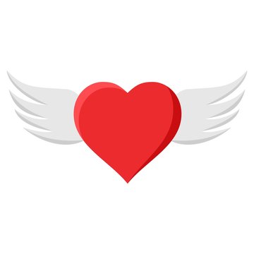 Heart with wings isolated on white background. Love and mercy concept. Winged heart. Vector illustartion