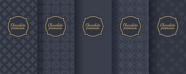 Set of dark vintage seamless backgrounds for luxury packaging design.