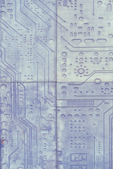 Background of stone wall with carved computer circuit board pattern