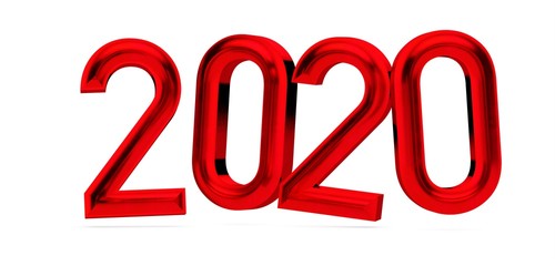 2020 year in red digital 3d