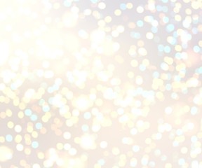 Golden beige glitter background. Abstract champagne color texture. Bright shiny backdrop. Bokeh pattern. Festive empty template.