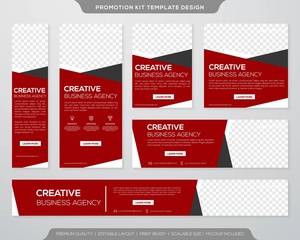 set of business banner template with minimalist layout and modern style use for promotion kit and business profile